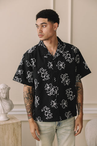 RAG BUTTON UP - BLACK